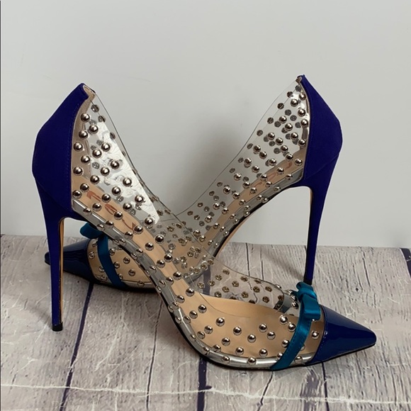 FSJ Shoes - FSJ PVC Studded Closed Toe Pumps Sz 11